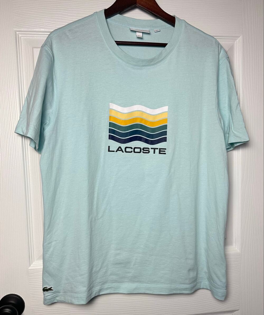 Lacoste Unisex Regular Fit Heavy Cotton Wave T Shirt Mint Green Sz XL